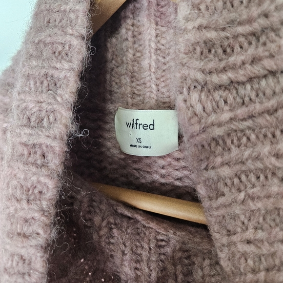 Aritzia Wilfred Alpaca Turtleneck Sweater Sz XS Dusty Pink Chunky knit Oversize - Picture 6 of 9